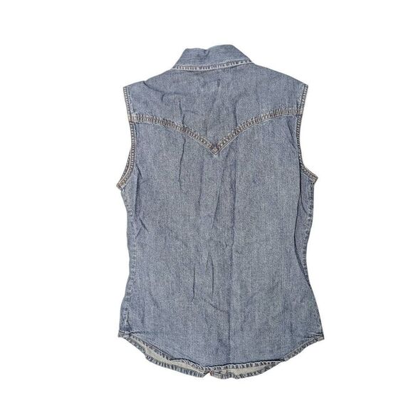 Vintage Levis Light Denim Pearl Snap Yoked Vest S Small - Picture 2 of 7